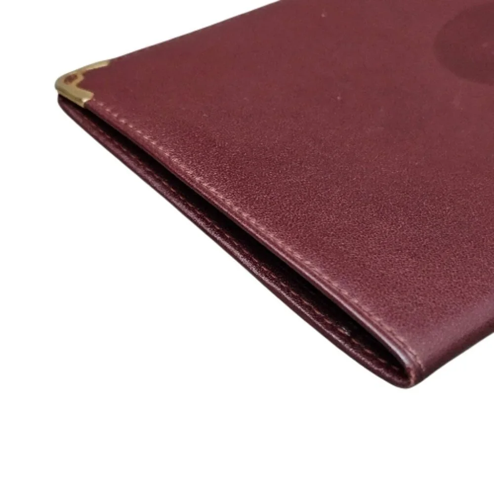 Cartier Must Les De Cartier Bi-fold Bordeaux Leather Vintage Long Wallet